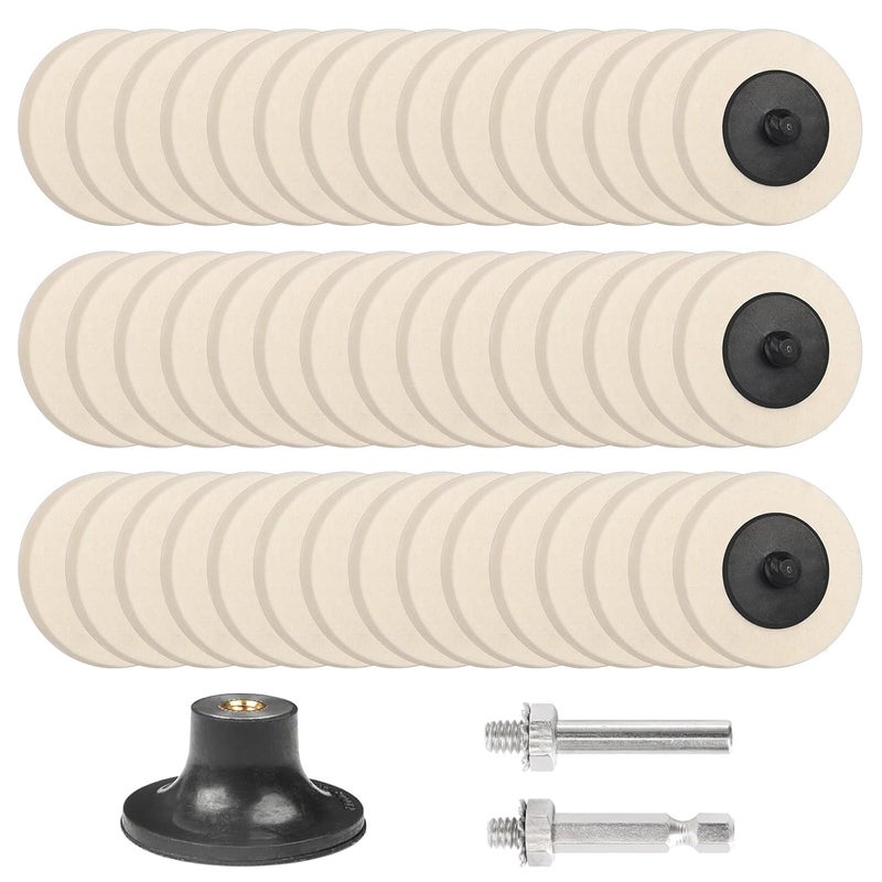 Shineboc 48Pcs 2 Inch Compressed Wool Polishing Wheels Quick Change Sanding Discs with 1/4" Roll Lock Holder for Die Grinder Rotary Tool Drill - Ideal for Wood Metal Art Surface Buffing and Polishing - Image 1